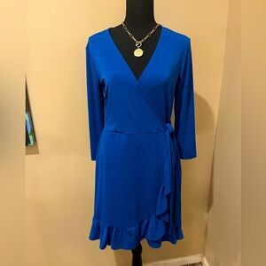 Beige by Eci Cobalt Blue Wrap Dress, size Small